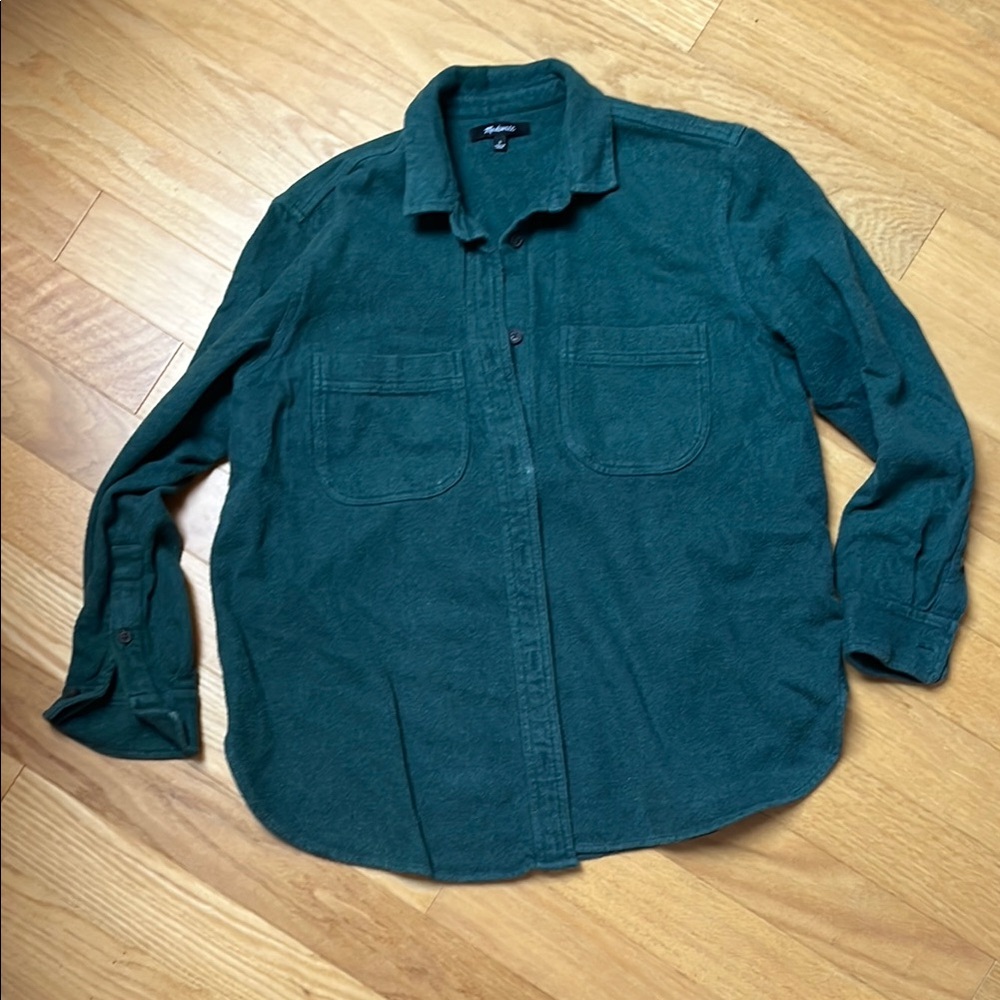 Madewell Green Flannel Button Down Shirt